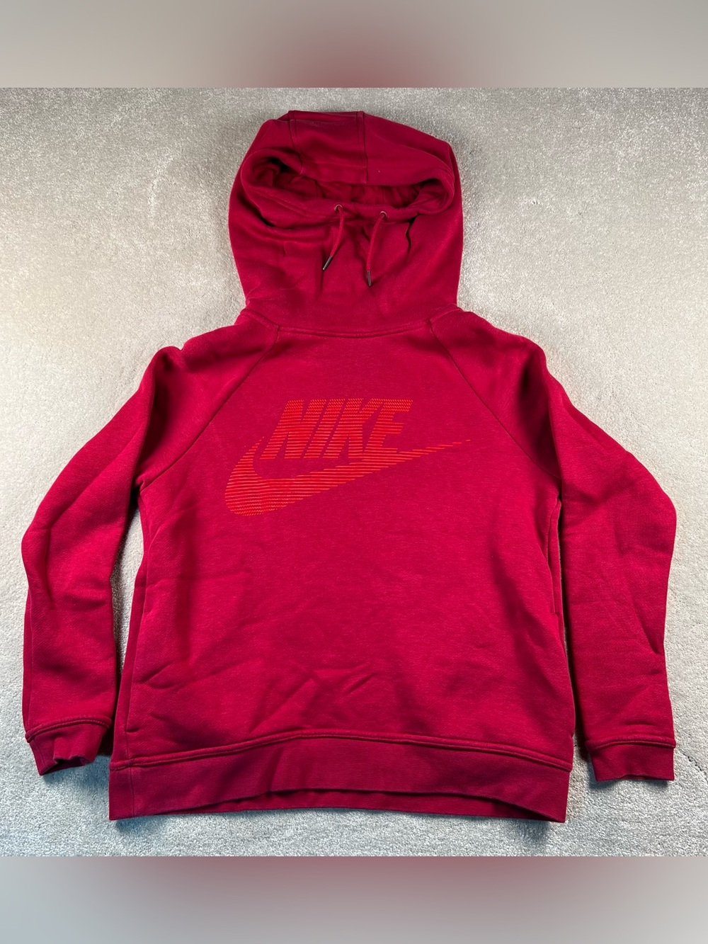 Nike Hoodie Sweatshirt Pullover Red High Cowl Funnel Neck Side Pockets Women's S